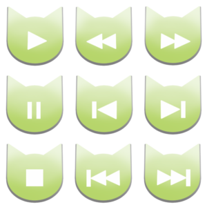 アイコンボタンセット1パステルグリーン-cat icon button pastel green-