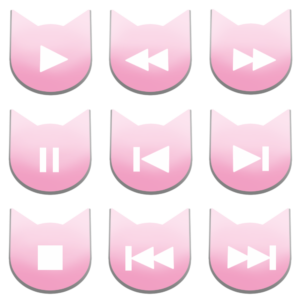アイコンボタンセット1パステルピンク-cat icon button pastel pink-