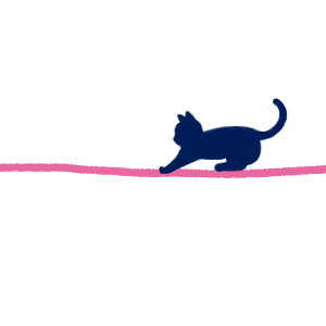 ハートのラフな線とじゃれる猫のライン素材ピンク 猫画工房