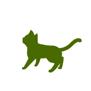 全身シルエット歩く猫1グリーン-Walking cat's silhouette green-