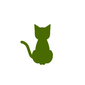 全身シルエットおすわり猫1グリーン-Sitting cat silhouette green-