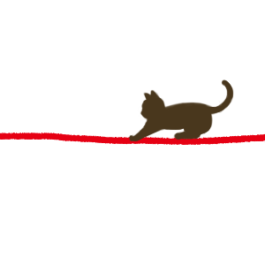 ハートのラフな線とじゃれる猫のラインレッド300