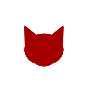 顔シルエット正面1レッド-Cat face silhouette red-