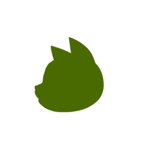 顔シルエット横顔1グリーン-The profile of a cat silhouette green-