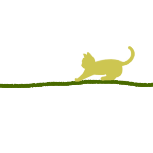 毛糸とじゃれる猫のライン素材グリーン 猫画工房