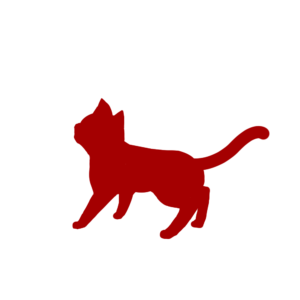 全身シルエット歩く猫1レッド-Walking cat's silhouette red-