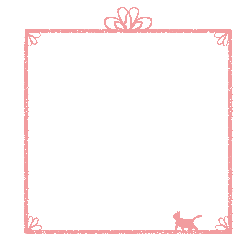 かすれ線と猫の四角フレームピンク 猫画工房