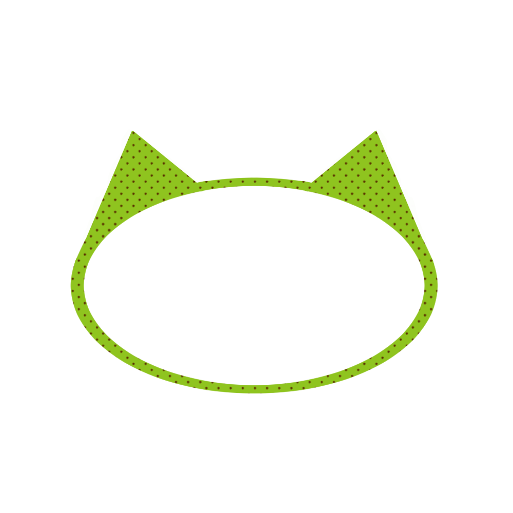 楕円の猫耳フレームグリーン×ブラウンドット