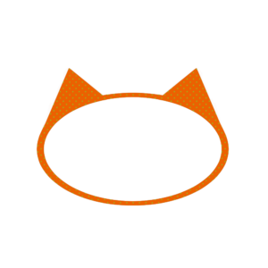 楕円の猫耳フレームオレンジ×グリーンドット-Elliptic cat ear frame orange×green dot-