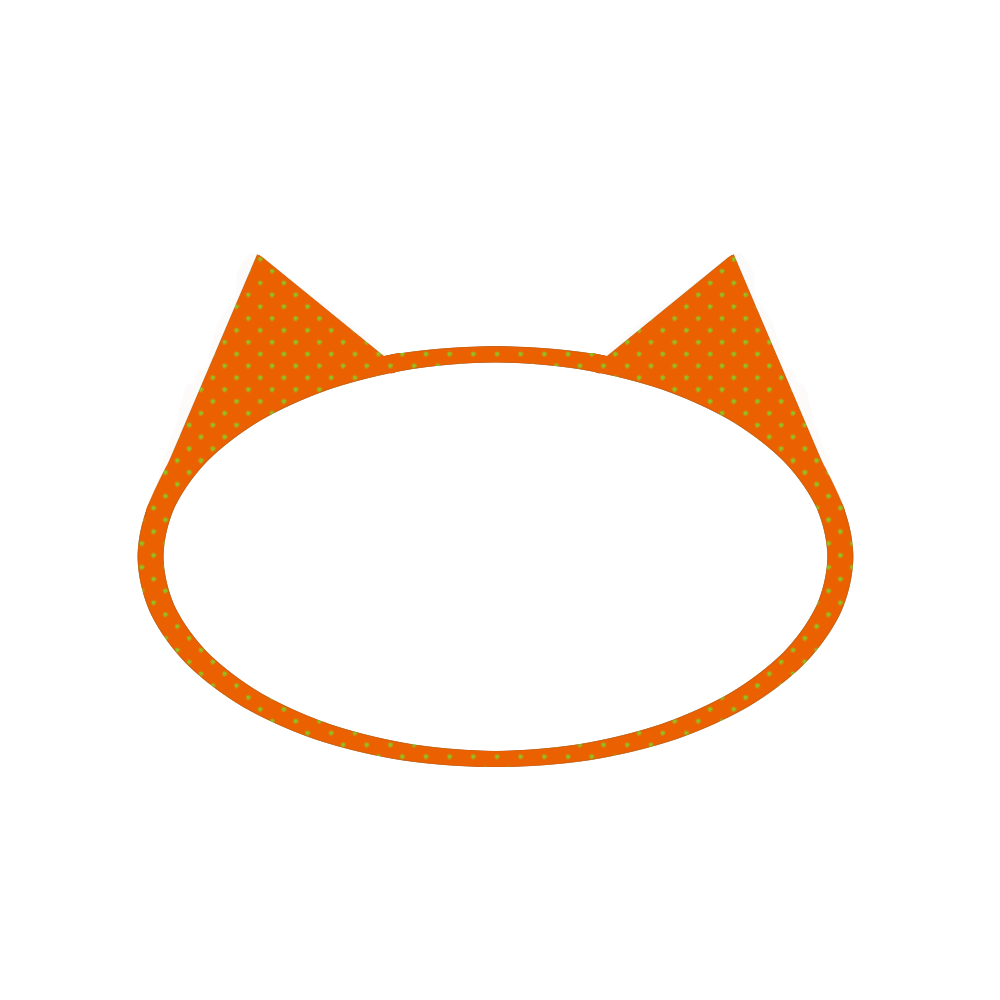 楕円の猫耳フレームオレンジ グリーンドット 猫画工房