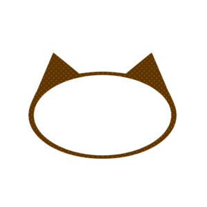 楕円の猫耳フレームブラウン×オレンジドット-Elliptic cat ear frame Brown × Orange dots-