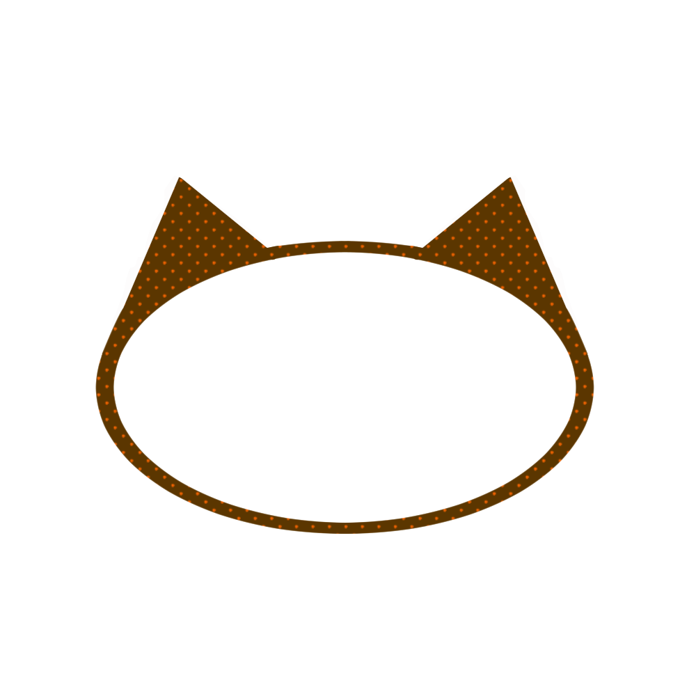 楕円の猫耳フレームブラウン オレンジドット 猫画工房