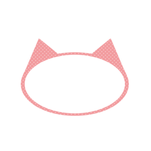 楕円の猫耳フレームピンク×ホワイトドット-Elliptic cat ear frame Pink × white dot-