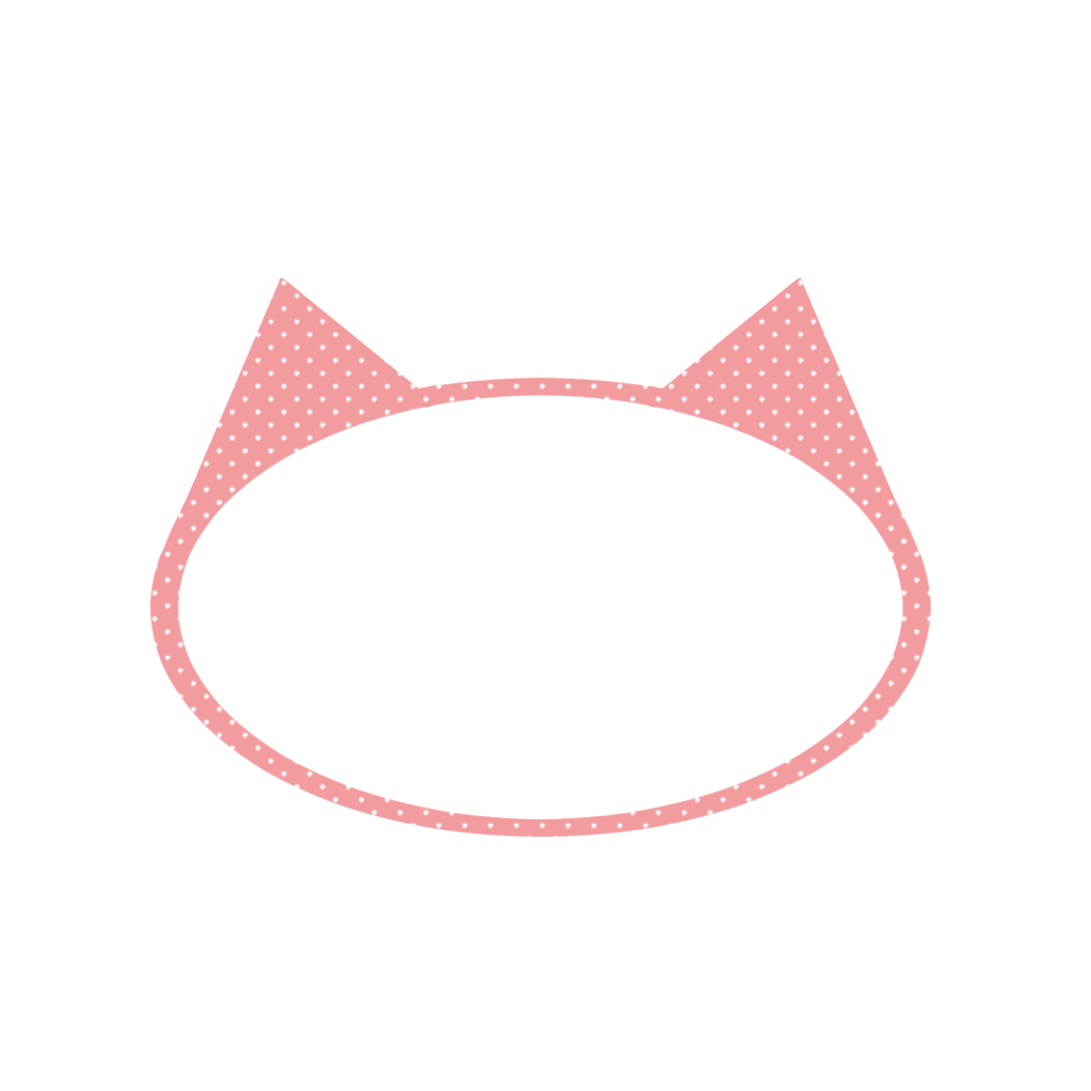 楕円の猫耳フレームピンク ホワイトドット 猫画工房