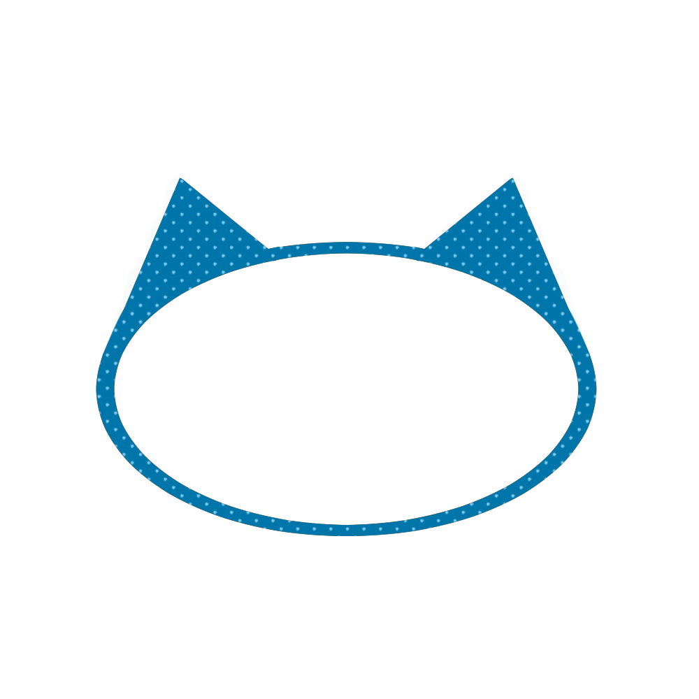 楕円の猫耳フレームブルー ライトブルードット 猫画工房