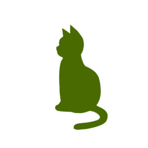 全身シルエットおすわり猫4グリーン-Silhouette illustration of a sitting cat green4