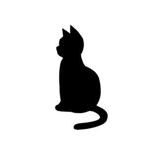 全身シルエットおすわり猫4ブラック-Silhouette illustration of a sitting cat black4
