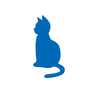 全身シルエットおすわり猫4ブルー-Silhouette illustration of a sitting cat blue4