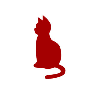 全身シルエットおすわり猫4レッド-Silhouette illustration of a sitting cat red4
