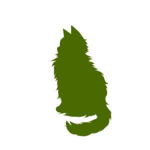 全身シルエットおすわり猫5グリーン-Silhouette illustration of a long cat sitting sideways green5