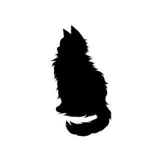 全身シルエットおすわり猫5ブラックSilhouette illustration of a long cat sitting sideways black5