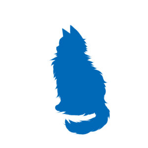 全身シルエットおすわり猫5ブルー-Silhouette illustration of a long cat sitting sideways blue5