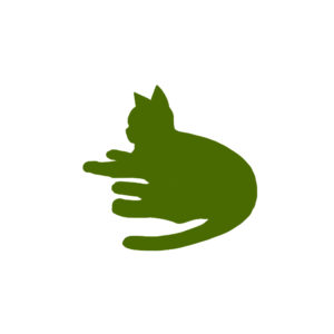 全身シルエット寝そべる猫1グリーン--A silhouette illustration of a lying cat green1