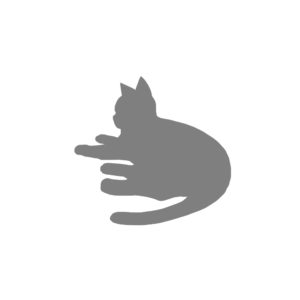 全身シルエット寝そべる猫1グレー-A silhouette illustration of a lying cat gray1