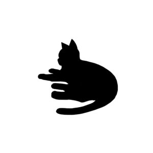 全身シルエット寝そべる猫1ブラック-A silhouette illustration of a lying cat black1