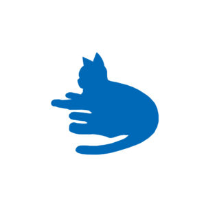 全身シルエット寝そべる猫1ブルー-A silhouette illustration of a lying cat blue1