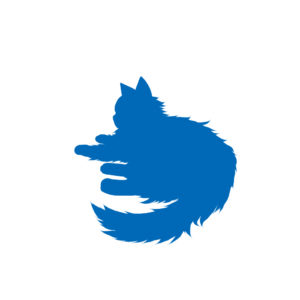 全身シルエット寝そべる猫2ブルー-Laying long hair cat silhouette illustration blue2