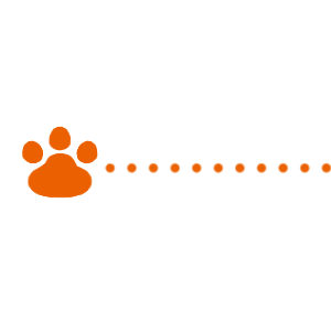 猫の肉球と点線のラインオレンジ