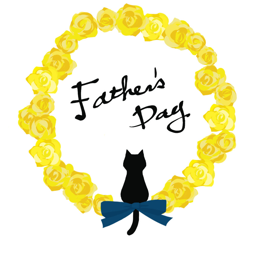 父の日バラと黒猫シルエットイエロー-fathers-day-blackcat-silhouette-rose-yellow