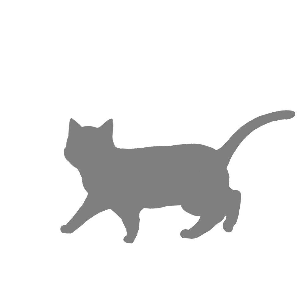 猫イラストシルエット歩く猫5グレー