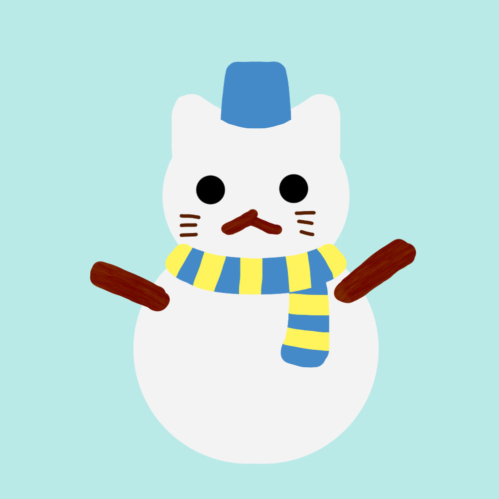 猫の雪だるまブルー