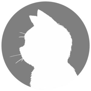 sns用プロフィール画像白猫横顔シルエット単色グレー首輪なし