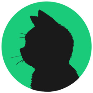 sns用プロフィール画像黒猫横顔シルエット単色グリーン首輪なし