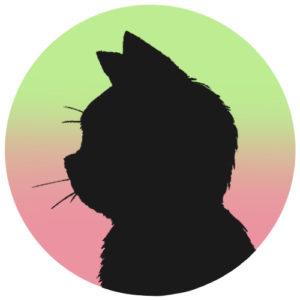 sns用プロフィール画像黒猫横顔シルエットグラデーショングリーンピンク首輪なし