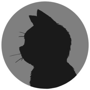 sns用プロフィール画像黒猫横顔シルエット単色グレー首輪なし