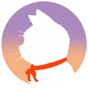 sns用プロフィール画像白猫横顔シルエットグラデーションラベンダーオレンジ
