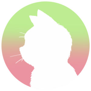 sns用プロフィール画像白猫横顔シルエットグラデーショングリーンピンク首輪なし