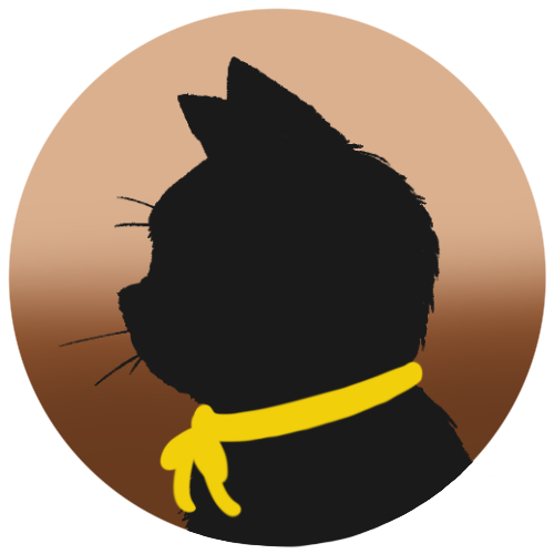 sns用プロフィール画像黒猫横顔シルエットグラデーションベージュブラウン