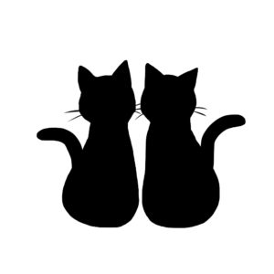 シルエット２匹の猫1ブラック