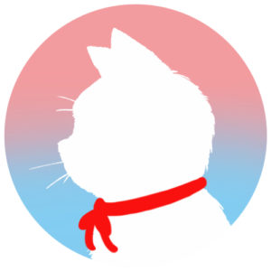 sns用プロフィール画像白猫横顔シルエットグラデーションピンクブルー