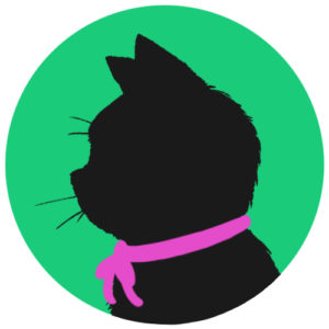 sns用プロフィール画像黒猫横顔シルエット単色グリーン