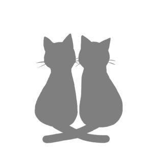 シルエット２匹の猫2しっぽクロスグレー