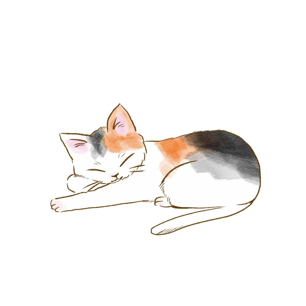 寝そべる猫のイラスト | 猫画工房
