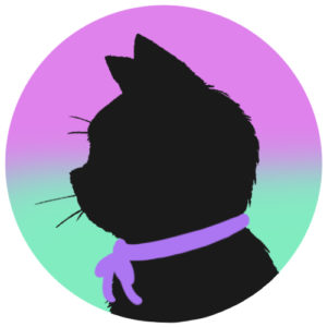 sns用プロフィール画像黒猫横顔シルエットグラデーションライラックエメラルド
