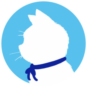 sns用プロフィール画像白猫横顔シルエット単色ブルー