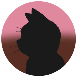 sns用プロフィール画像黒猫横顔シルエットグラデーションピンクブラウン首輪なし
